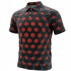 OG Obnoxious‎ Golf Performance Polo Shirt Red Black Polka Dots Men's Size XL